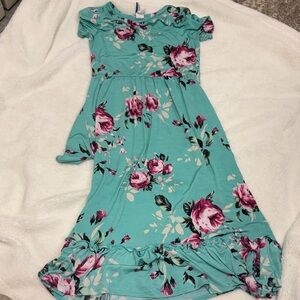 Bellamie Teal and Pink Floral Womens Dress